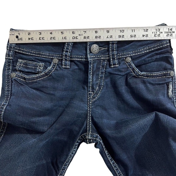 WOMENS SILVER SUKI 26X31 JEANS MID SLIM BOOT FLUID DENIM FLAP POCKET DARK - Picture 8 of 11